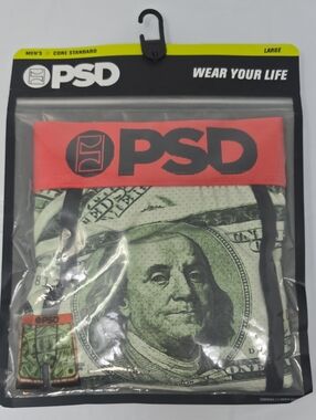 PSD Men’s Money Print Boxer Briefs - Coral Waistband